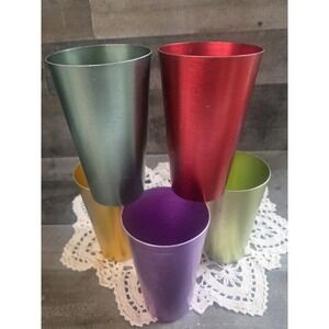 Vtg Retro Aluminum Tumblers Set Of 5‎